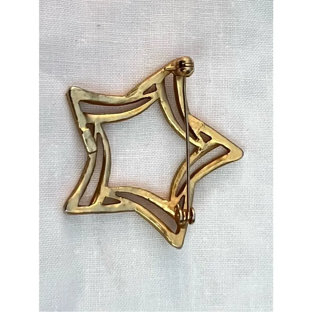 Vintage Gold Tone Abstract Star Minimalist Celestial Geometric Pin Brooch